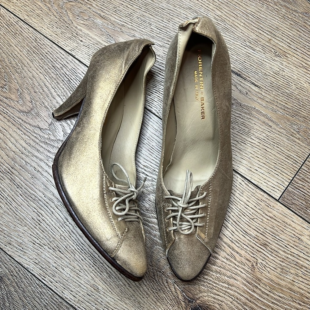 Fiorentini + Baker Iridescent Gold Heels Size 39/9US